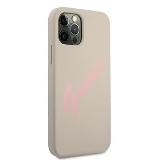 GUHCP12MLSVSGP Guess Silicone Vintage Pink Script Cover for iPhone 12|12 Pro 6.1 Grey Фото num
