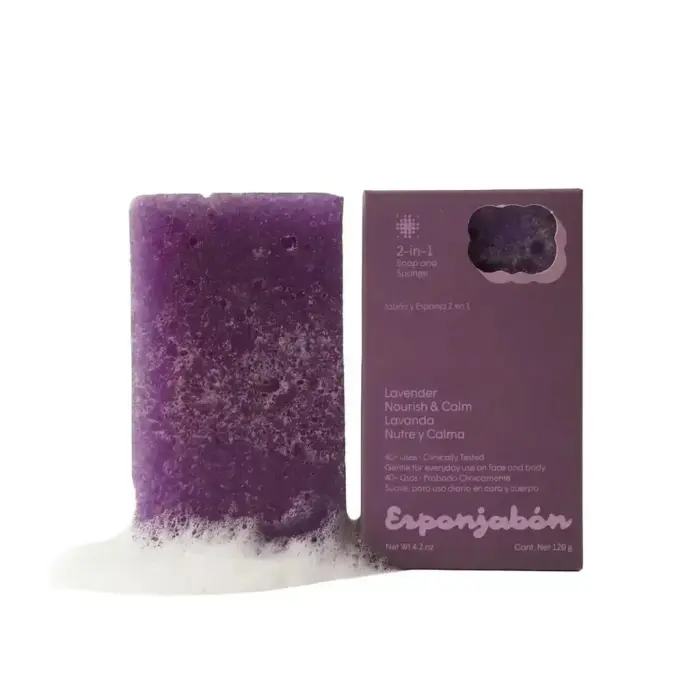 Esponjabon, Lavander, Nourishing, Soap & Sponge 2-In-1, For Face & Body, 120 g