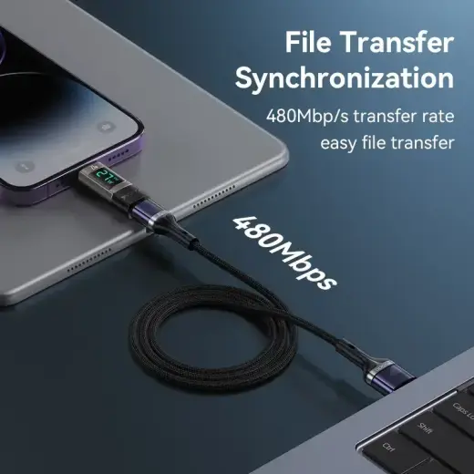 Yesido Adapter OTG GS25 - Lightning (male) to Type C (female) - with LCD display black Фото num