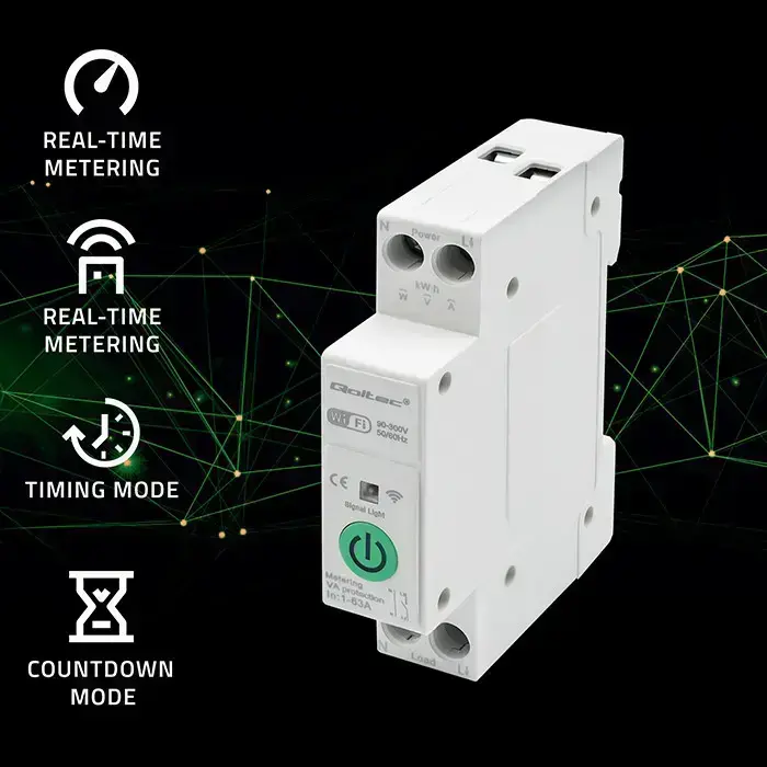 Qoltec Wi-fi DIN rail relay with electricity meter 63A| TUYA | SMART LIFE Foto 3