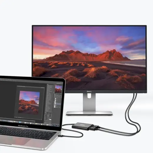 Choetech plug adapter USB Type C Thunderbolt 3 (40Gbps) - 2x DisplayPort 4K 60Hz black (HUB-D03) Фото num