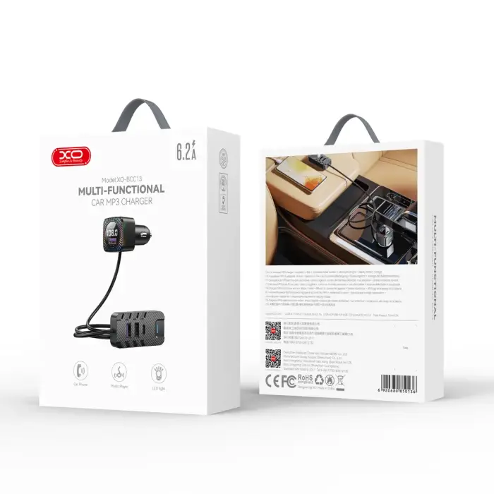 XO transmiter FM BCC13 Bluetooth MP3 car charger 6,2A black Фото num