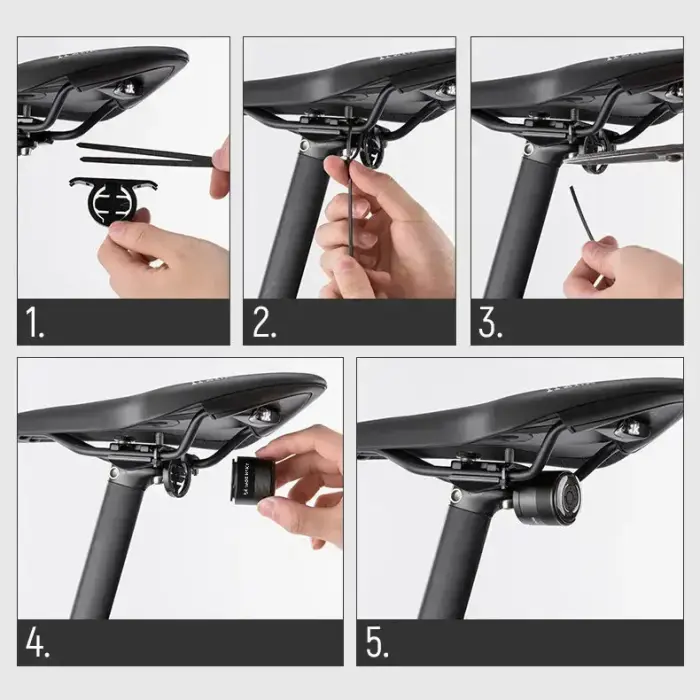 Wozinsky LED rear bicycle light with micro USB red light 5 modes black (WRBLB2) Photo