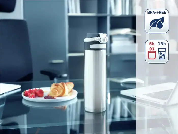 LEIFHEIT Termokrūze Flip 600ml sudraba krāsā Foto 3