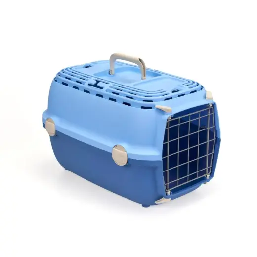 Transport cage Horizon 1 with metal door 48x32x30cm light blue|blue