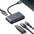 USAMS Adapter HUB 4w1 2xUSB 2.0|USB 3.0| USB-C szary|dark grey SJ627HUB01 (US-SJ627) Фото num