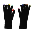 Gloves for touch screens with pom poms BLACK Photo