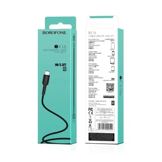 Borofone X16 USB-C Cable 100cm black Photo