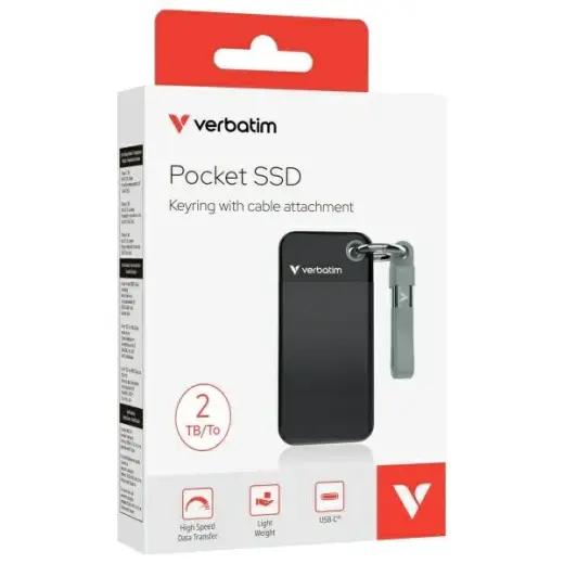 Verbatim Dysk SSD 2TB - brelok do kluczy  z kablem USB 3.2 gen.2 czarno-szary|black-grey 32194 Foto 2