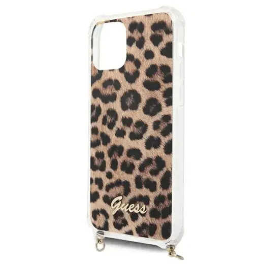 Guess Leopard telefona maciņš priekš iPhone 12 Pro Max zelta siksna Foto 6