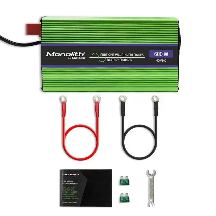 Qoltec Pure Sine Wave Inverter Monolith | battery charger | UPS | 300W | 600W |  12V to 230V Foto 6
