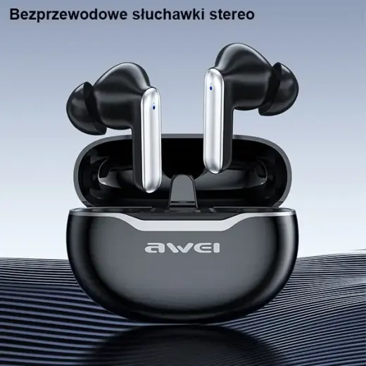 AWEI słuchawki Bluetooth 5.3 T50 TWS + stacja dokująca czarny|black Foto 4
