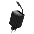 Dudao A67EU GaN 67W Wall Charger with Built-in Retractable USB-C Power Delivery Quick Charge Cable - Black Foto 1