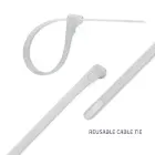 Qoltec Reusable Self-locking cable tie | 7.2*400 mm | Nylon UV | White Foto 7