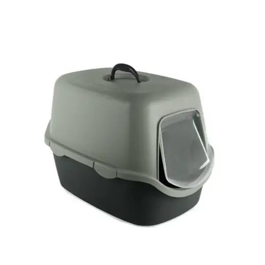 Кошачий туалет закрытый Cathy 56x40x40см серый|зеленый Фото num
