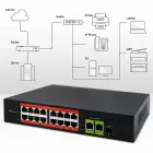 Qoltec Fast Ethernet PoE SWITCH | 16x RJ45 10/100 Mb/s |  2x RJ45 Uplink 1000 Mb/s | 1x SFP 1000 Mb/s Foto 5
