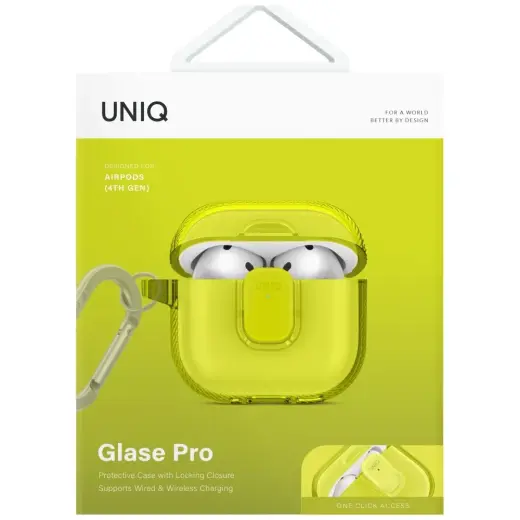 Case UNIQ Glase Pro for AirPods 4 Lock    Case yellow Photo