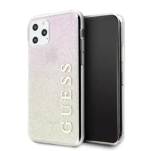 Guess GUHCN65PCUGLGPI Gradient Glitter phone case for iPhone 11 Pro Max gold pink