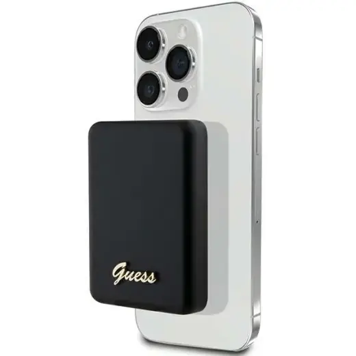 Guess Metal Script Logo внешний аккумулятор (powerbank) | 3000 mAh | 5W | USB-C, MagSafe | черный