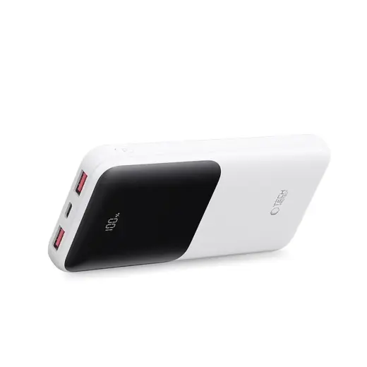 Tech-Protect PB01 внешний аккумулятор (powerbank) | 10000 mAh | 22.5W | USB-A, USB-C | LED дисплей | белый Фото num