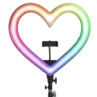 LED Ring Stream RGB lamp 10" with holder for mobile HEART + tripod JM26-10 black Foto 4