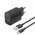 Foneng Wall charger EU63 - 2xUSB - 12W with USB to Type C cable black Foto 1