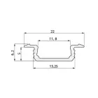 Aliuminio profilis LED juostai EUROLIGHT, įfrezuojamas, baltos spalvos, 1m kompl Foto 2