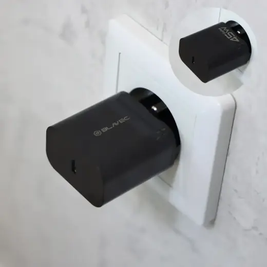 Blavec Wall charger BC-7 GaN4 - Type C - PD QC 45W 3A with Type C to Type C cable (TCBC7G4-CB453A+CC) black Фото num