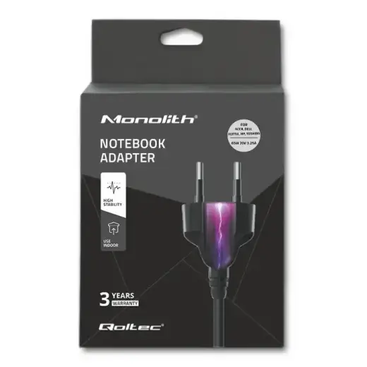 Qoltec Power adapter for laptop 65W | 20V | 3.25A | 5.5*2.5 | +power cable Photo