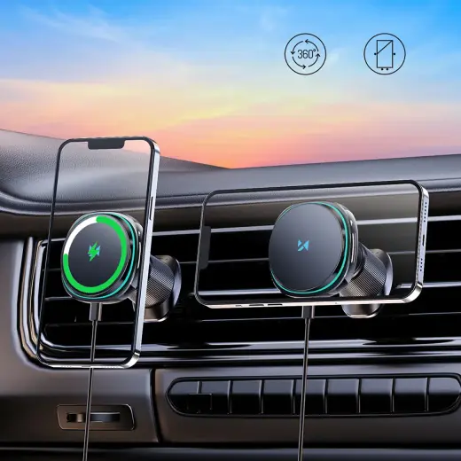 Wozinsky WCT5-Q6S2Y Car Holder with Qi|MagSafe 15W Inductive Charger for Ventilation Grill with Fan - Black Foto 8