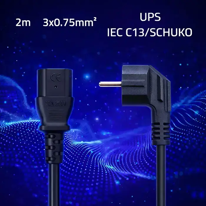 Qoltec Power cable SCHUKO | IEC C13 | CEE 7/7 | 3x0.75mm² | Pure copper Cu | 2m Фото num