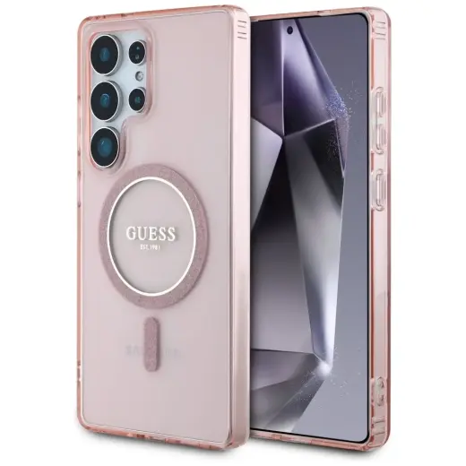 Guess telefona maciņš priekš Samsung Galaxy S25 Ultra rozā Foto 1