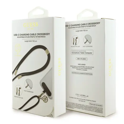 Guess Crossbody Strap 4G Charm whit Charging Cable USB-C|USB-C Black Foto 3