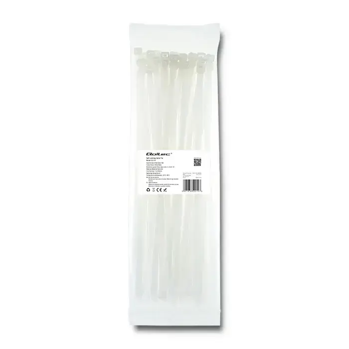 Qoltec Self-locking cable tie | 7.2*350mm | 50 pcs. | Nylon66 | UV | White Foto 2
