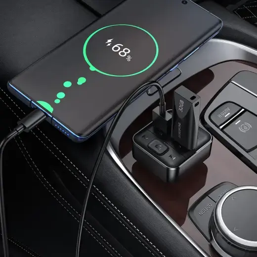 Borofone Transmitter FM BC63 Selecto MP3, Bluetooth - 2xUSB - black Foto 7