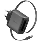 ENERGEA Ampcharge Arc 65 tīkla lādētājs | 65W | PD, QC, PPS, GaN | USB-C, USB-A | ar USB-C uz USB-C vadu komplektā | pelēks — Foto 1