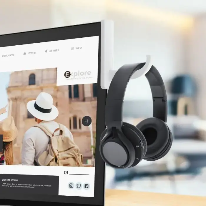 Headphone holder for the monitor white Foto 2