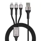 Cable 3in1 USB A to Lightning / Micro USB / USB C Blue Star 2,4A with braid 1,2 m TFK-DC-010 black Photo