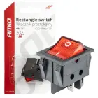Rectangular switch 12V/230V (with red light) BU02 — Photo 1