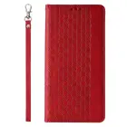 Magnet Strap grāmatveida maciņš ar statīvu telefonam iPhone 14 Plus sarkans — Foto 5