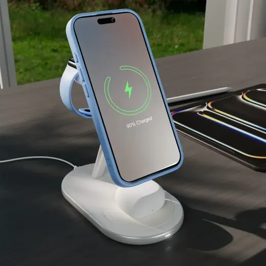 Puro Mag Station Qi2 3-in-1 Wireless Charger Compatible with MagSafe - White Foto 8