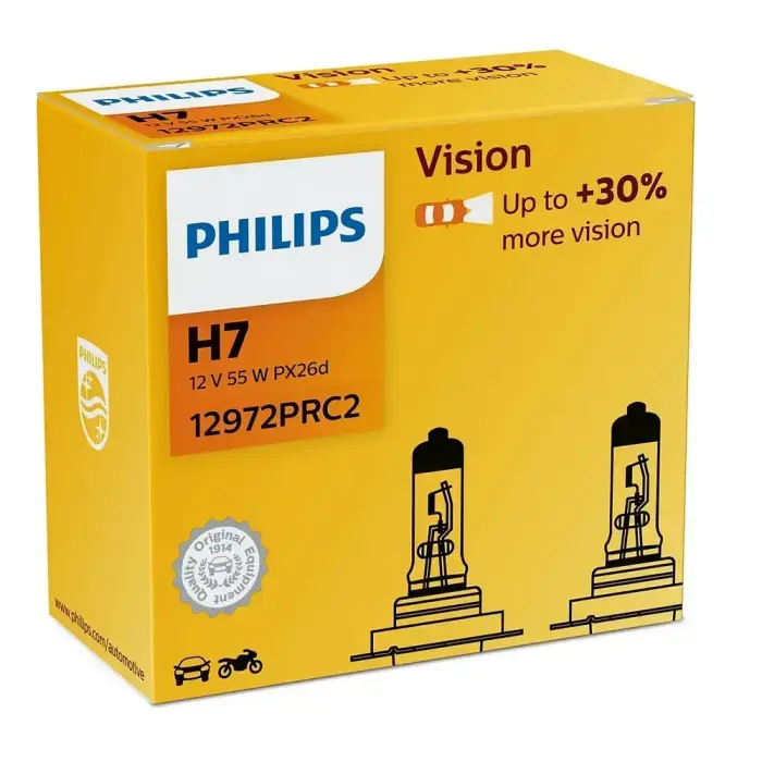 Philips H7 Vision Car Bulb 2pcs 12V 55W 12972PRC2 Foto 2