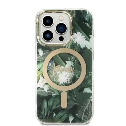 Zestaw Guess GUBPP14XHJEACSA Case+ Charger iPhone 14 Pro Max 6,7" zielony|green hard case Jungle MagSafe Фото num