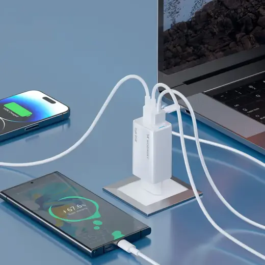 Wozinsky GaN 65W Charger with 2xUSB-C USB Ports with 65W CC Cable - White Foto 7