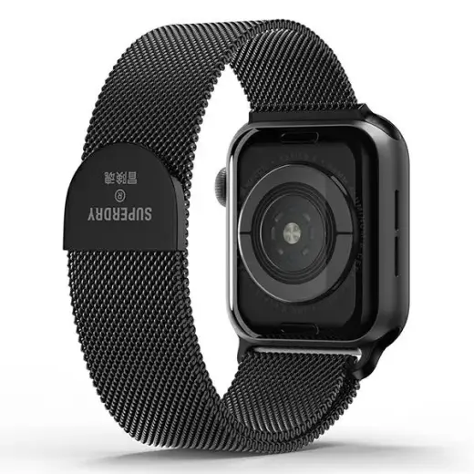 SuperDry Watchband Apple Watch 38|40|41 mm Series 4|5|6|7|8|SE|SE 2 Chainmail czarny|black 41681 Foto 2