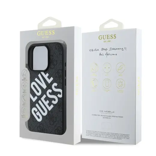 Guess PU Leather 4G Big Love Logo MagSafe Case for iPhone 16 Pro Black Фото num