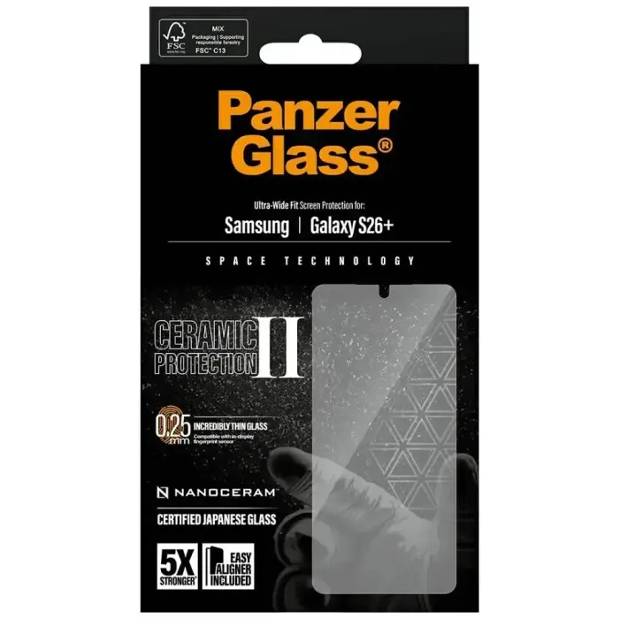 Ceramic Glass PanzerGlass Ultra-Wide Fit EasyAligner for Samsung Galaxy S26+ Foto 6