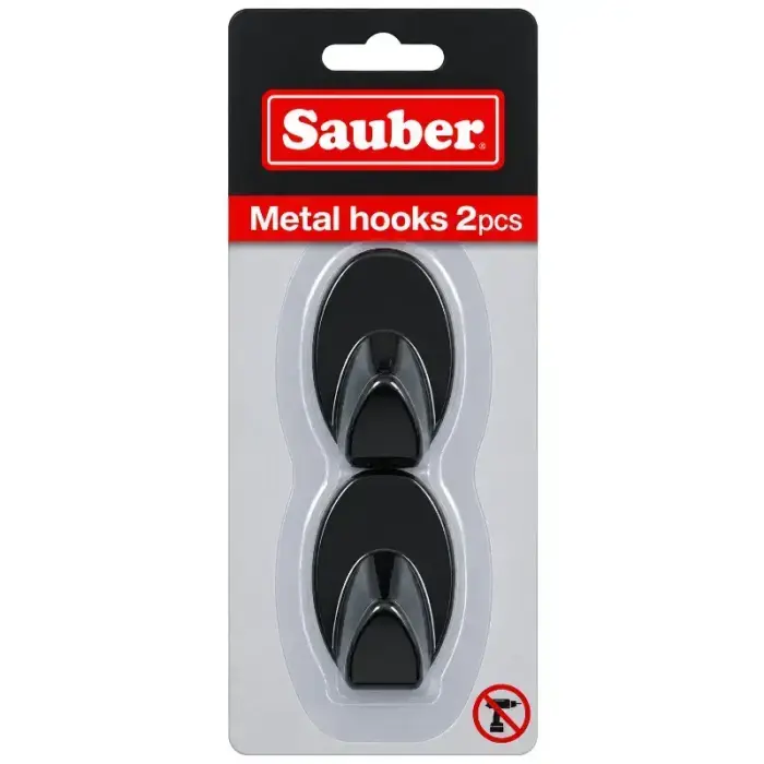 Hooks, 2 pcs, oval, black iron