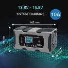 Qoltec Intelligent microprocessor charger 12V 10A | Rectifier with repair function for AGM GEL LiFePO4 battery | LCD Photo