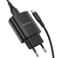 Borofone BN1 tīkla lādētājs | 10W | USB-A, USB-C | USB-A uz USB-C vads komplektā | melns Foto 1